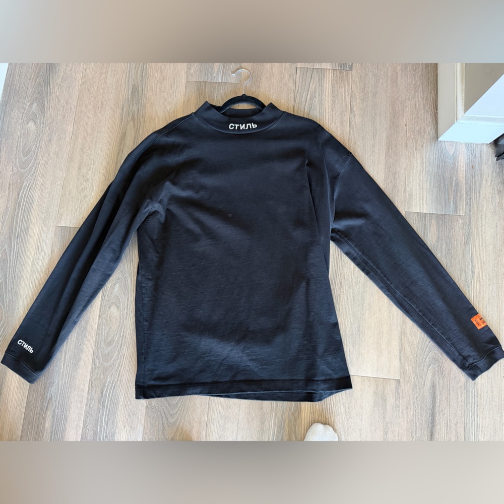 Heron Preston Black Crewneck with Orange Patch